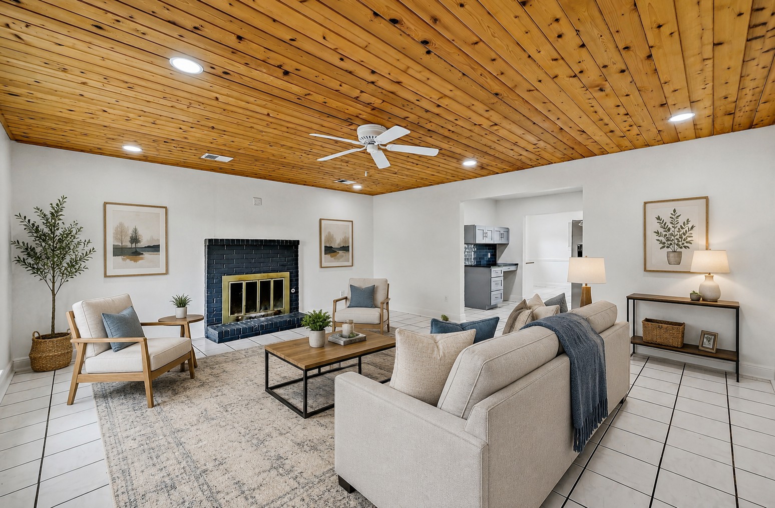 Living Room — Fireplace View — AI staged vision