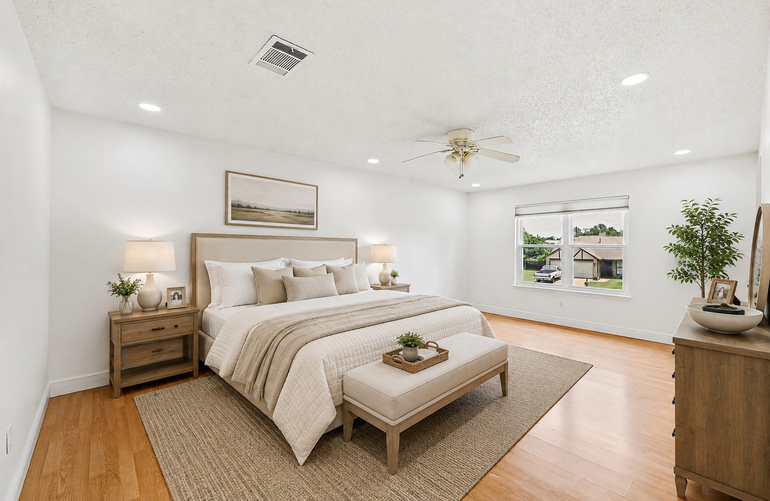 Primary Bedroom — Bed Wall — AI staged vision